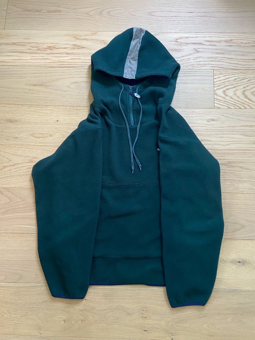 Vintage Nautica Reflective Green Fleece Quarter-Zip Hoodie Size Large Baggy